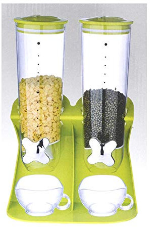 Dry Food Double Cereal Dispenser Box Container Machine Oatmeal,Nuts -Resistant and Shatterproof