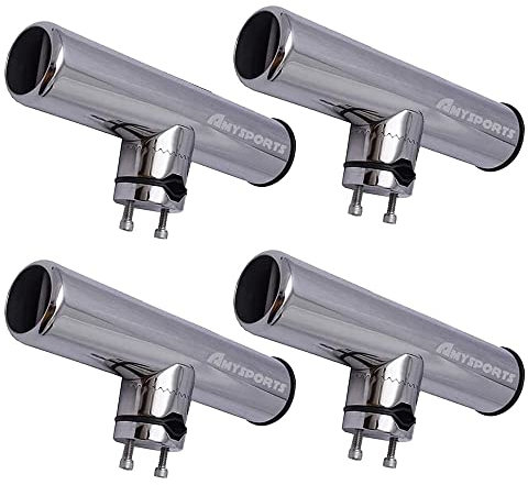 AMYSPORTS Rutenhalter Edelstahlständer auf Angelrutenhalter für Schienen 3/4 bis 1 19mm bis 25mm (4pcs Rutenhalter)