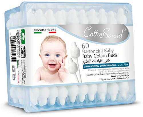 COTTON SOUND Stäbchen für Ohren, 60 Stück, Babyprodukt, für die persönliche Hygiene