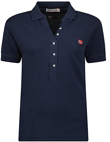 Geographical Norway Kelly Lady - Polo Classica Donna - Cotone A Maniche Corte Casual Button Down Polo Shirt Tops Regular Classic - Abito Ideale Primavera Estate (Marino XXL-taglia 5)