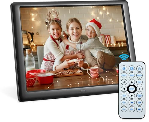 Yontwe Cornice per foto digitali 10 pollici Cornice digitale con telecomando da Lettore di foto/musica/video ad alta risoluzione 1280 * 800 Lettore fotografico elettronico con display IPS completo