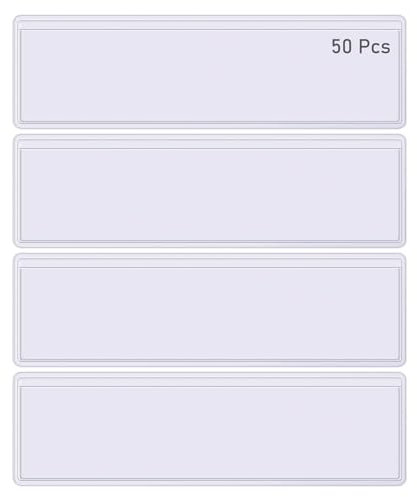 Lahviuu Porte Étiquette Adhésif, 50 Pcs Porte-étiquettes Transparents Porte Étiquette Autocollante Étiqueteuse, pour Bureau, Supermarché, Bibliothèque, Étagère, Boîte Aux Lettres, Classeurs, Tiroirs