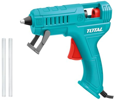 TOTAL - Pistola de Pegamento - 100W - Capacidad 5-8 gr/min - Ideal para Manualidades y Reparaciones - Incluye 2 Barras de Silicona Líquida - 47,8 x 27,5 x 26,7 cm - Azul