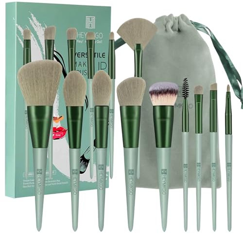 HEYMKGO Pennelli Make up Pennelli Trucco Pennelli Make Up Occhi Setole Berde Manico Pennello Fondotinta Liquido Labbro Set Pennelli Trucco Professionale Borsa Flanella Con Coulisse