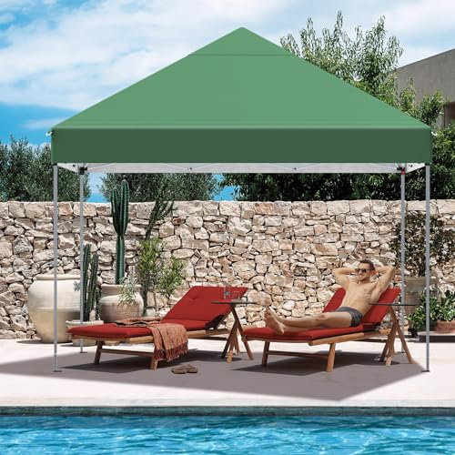 Kidsgigglz Tonnelle Pliante 3x3 Imperméable, Tonnelle de Jardin Exterieur, Anti-UV Tente Pavillon Pop-up Portable Pergola, Hauteurs Réglables, Matériaux Robustes, pour Camping Plage Fête, Vert