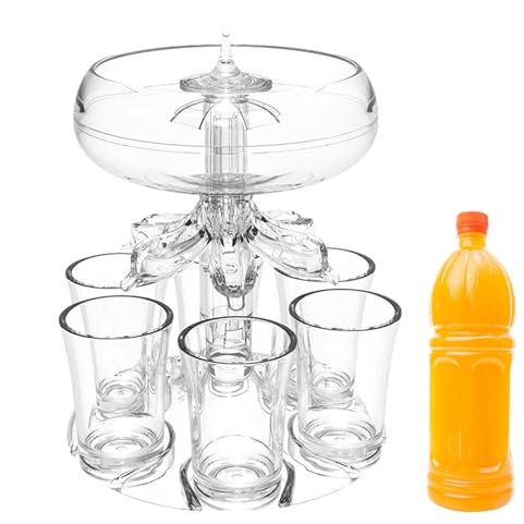 Dispensador de 6 vasos de chupito | Dispensador de cóctel vertedor de 6 chupitos, divertido soporte de vasos de chupito acrílico, dispensador de bebidas, suministros, accesorios de bar para el hogar