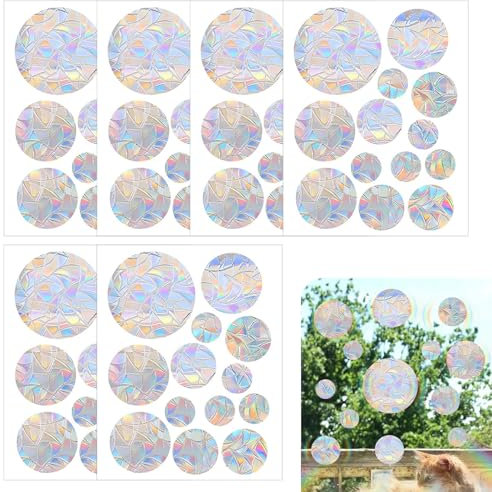 Window Stickers for Glass, 6 Sheet/ 78Pcs Window Strike Prevention Stickers, Stain Glass Windows Film Self Adhesive for Windows Decoration to Prevent Bird Strikes
