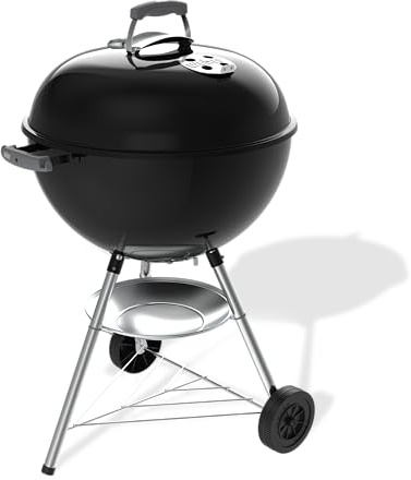 Weber Bar-B-Kettle Barbecue a Carbone (2026) / griglia 57 cm, Coperchio e braciere smaltati in Porcellana, termometro, raccogli-Cenere, treppiede con Ruote, Nero/Argento