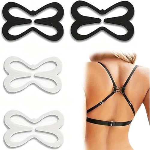 XINCHENG 4Pcs Bra Strap Clips, Bra Clips for Racer Back to Hide Straps, Cross Back Clips Buckles Conceal Straps Clips for Bikini, Activewear, Shirts, Sports Bras