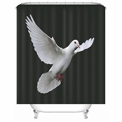 Små Duschdraperier, Badkar Duschdraperi Foder Polyester White Dove Gardin Dusch för män Dam 90X180cm Svart