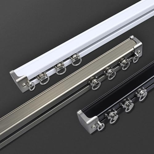 1-6 m ain spårsystem med tysta rullar aluminiumskena för balkonger kontor hotell kliniker set med tillbehör (vit 5 m/16,4 fot)