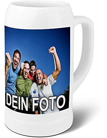 PhotoFancy® - Bierkrug mit Foto Bedrucken - Krug Personalisieren - Humpen mit eigenem Motiv selbst gestalten (Maßkrug 1 L)