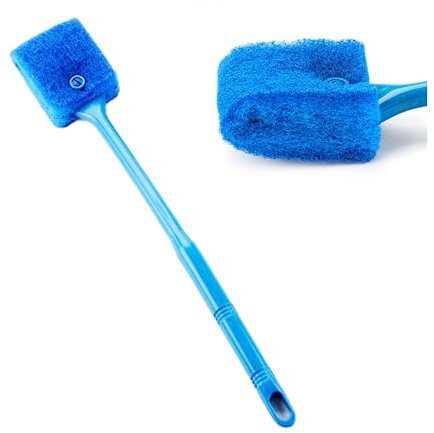 SunGrow Aquarium, Crested Gecko, Hermit Crab Sponge Scraper Cleaner, 16β x 2β, Double-Sided Blue Sponge, Freshwater & Saltwater Fish Tank Maintenance, for Glass Surfaces Only