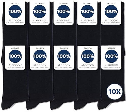 Occulto Herren 100% Baumwolle Socken 10-20er Pack (Modell: Ingo) 47-50 10 Paar | Schwarz