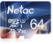 Netac 64GB MicroSDHC Memory Card, Micro SD Card R/W up to 100/30MB/s, TF Card 4K Full HD Video Recording, UHS-I, C10, U3, A1, V30, for Camera, Smartphone, Security System, Drone, Dash Cam, Gopro