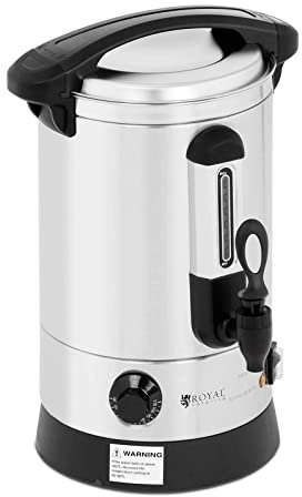 Royal Catering RC-WBDW6 Glühweinkocher 6,5 L doppelwandig 1500 W Edelstahl Heißgetränkeautomat Füllstandanzeige Teemaschine Glühweintopf Glühweinkessel Heißgetränkespender Wasserkocher