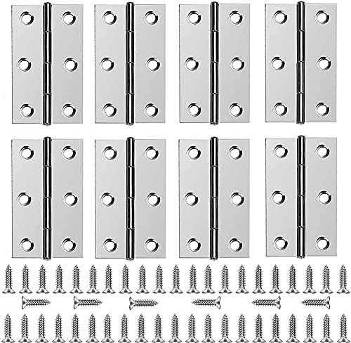 8Pcs Paumelle,Charnière Porte,Charnière Piano,Charnière,Charnière Inox,Charnieres Meubles Pliantes,Charniere Inox Bateau,Avec 48Pcs Vis Pour La Maison Meubles Matériel Armoire Garde Porte Tiroir