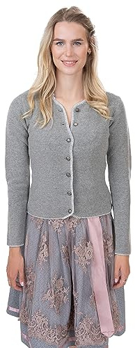 Cardigan da donna Anna – Elegante e sciancrato – Giacca tradizionale Dirndl in lana in stile rustico, grigio., 44