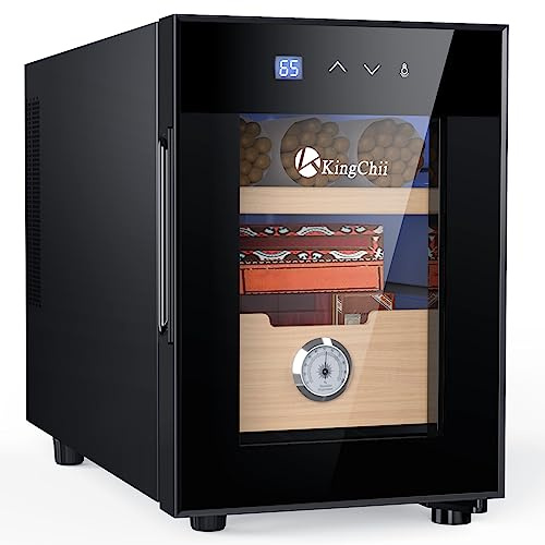 KingChii Humidor elettrico per sigari, sistema di raffreddamento, armadietto elettronico per radiatore, con ripiani in cedro spagnolo e igrometro (2 strati, capacità 100)