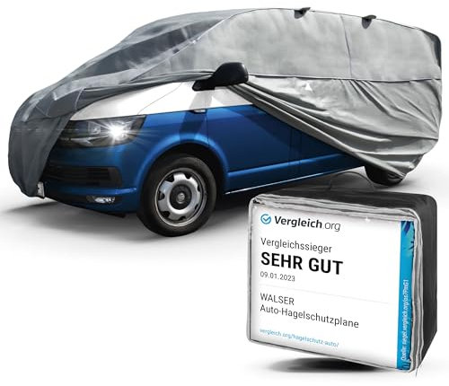 WALSER Hagelschutz Abdeckplane Transporter, TÜV geprüfte* Abdeckplane Bus Hybrid UV Protect, Auszeichnung Sehr Gut* Hagelschutzplane Bus Größe 12 für VW T4/T5/T6/Ford Tourneo/Opel Vivaro/Mercedes Vito