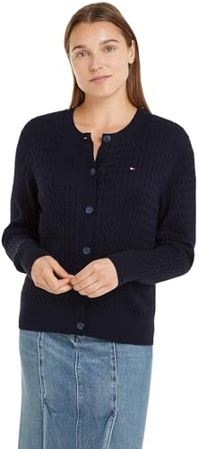 Tommy Hilfiger Cárdigan Mujer Trenzado, Azul (Desert Sky), XL