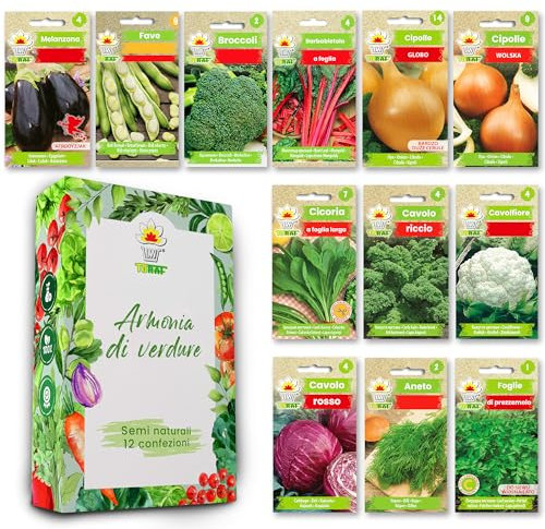 LW TORAF Graines Set XXL 12 Premium Variétés Légumes, 4500 Semences Légumes Jardin, Potager, Plantes Jardin, Balcon, Cuisine, Aubergine, Fèves, Brocoli, Chou Fleur, Chou, Fenouil, Oignon, Jardinage