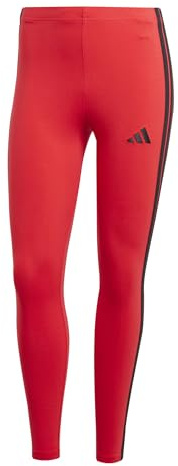adidas Women's ESSENTIALS 3-STRIPES COTTON LEGGINGS, pure ruby/black, S