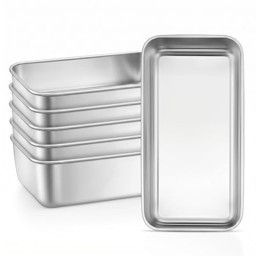 Leonyo 6 Pack Loaf Pans for Baking Bread, 9x5IN Stainless Steel Loaf Pans for Homemade Bread, Meatloaf, Bananas, Brownies, Lasagnas, Dishwasher Oven Safe
