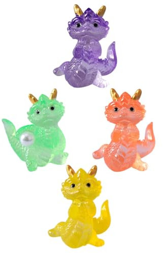 Ciieeo 4pcs Mini Dragon Figurines Resin Ornaments, Assorted Colors, Cute Translucent Design for Table Decoration, Compact and Easy to Place