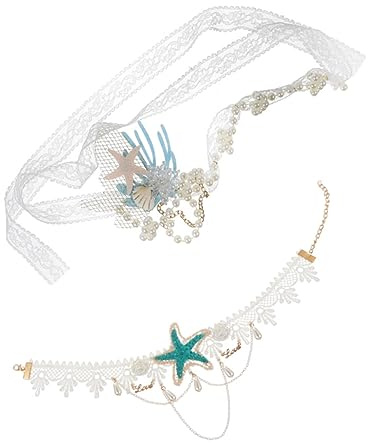 Vaguelly Collier De Perles Artificielles -tête à Perles Couvre-chef Thème Mer Décoration Plage Fête