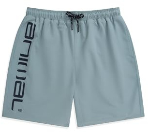 Animal Deep Dive Mens Boardshorts, Lightweight, Quick Dry & Mesh Lined Swim Trunks with Drawstring- Best for Spring Summer, Surfing, Beach, Outdoors Pale Blue L