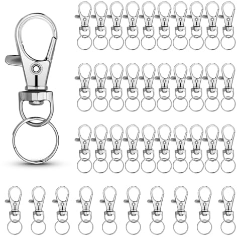 Mini hummerklo nyckelringar – zinklegering med nyckelringar och 360° vridbara krokar, perfekt för gör-det-själv, smyckestillverkning, nyckelband, husdjurstaggar och väsktillbehör (40 set)