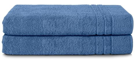Komfortec 2er Saunatuch Set 80x200 cm aus 100% Baumwolle, XXL-Saunatücher, Sauna Handtuch, Weich, Groß, Frottee, Schnelltrocknend, Hellblau