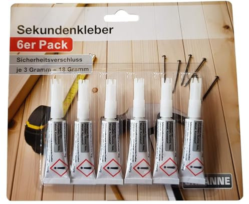 6 x Sekundenkleber EXTRA STARK Alleskleber Schnellkleber universal 100g/19,98 € Farblos Metall Keramik Gummi Kunststoff Holz Leder Superkleber Powerkleber Spezialkleber Metallkleber Keramikkleber