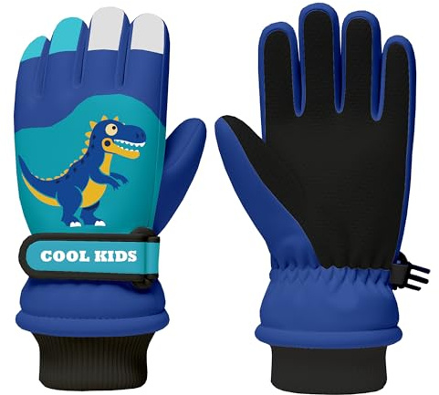 WRTMBOIF Kids Winter Snow Ski Gloves, Waterproof Cold Weather Insulated Outdoor Snowboard Gloves for Toddler Boys 3-11Y