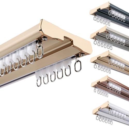 Binario Per Tende A Doppia Fila Silenzioso Binario Tenda Soffitto Scorrevole Bastoni Per Tende Doppi In Alluminio Sistemi Di Binario Tende Da Doccia 160 220 250 350 420cm(oro,160cm)
