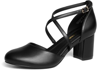DREAM PAIRS Zapatos Vestir Tacón Mujer,Negro-PU,37