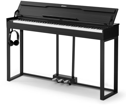 STRICH 88 Keys Digital Piano, Hammer-Action Fully Weighted Keyboard, Cover Designed Electric Piano Keyboard with Furniture Stand, Headphones, Three Pedal, Classic Black, SDP-500