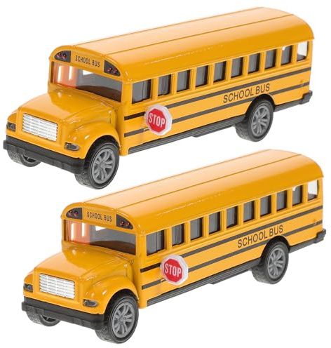 SOIMISS Lot de 2 Modèles Réduits d'autobus Scolaires à Friction en Alliage, Jouets Créatifs pour Garçon et Filles de 4 à 7 Ans, Bus Petit Format Portes Ouvrantes, pour Jeu Style Aléatoire