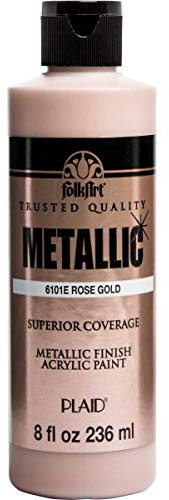 FolkArt® Metallic Acrylic Paint – Rose Gold, 8 oz – Shiny, Non-Toxic Paint for Indoor & Outdoor DIY Crafts (6101E)