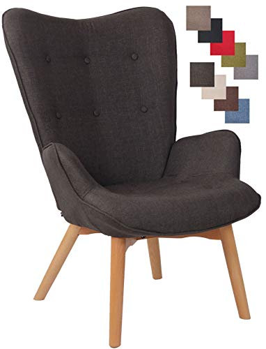 CLP Lounger Durham Mit Stoffbezug I Ohrensessel Mit Buchenholz Gestell I Loungesessel Mit Max. Belastbarkeit Bis 136 kg, Farbe:dunkelgrau