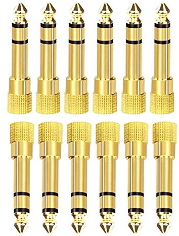 bnafes 12pcs 6.35mm (1/4 inch) Male to 3.5mm (1/8 inch) Female 3-Conductor TRS AUX Stereo Audio Headphone Jack Adapter - 24K Gold Plated