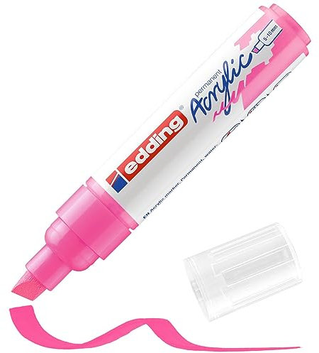 edding 5000 Acrylmarker breit - neon-pink - 1 Acrylstift wasserfest - breite Keilspitze 5-10 mm - Acryl Farben zum Malen auf Leinwand, Malpapier und Holz - Acrylstifte für Steine