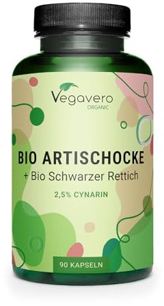 Bio Artischockenextrakt + Schwarzer Rettich | Extrakte aus Frankreich | 2,5% Cynarin aus Artischocke | Hochdosierte Bitterstoffe Kapseln | Laborgeprüft | Deutsche Produktion Vegavero®