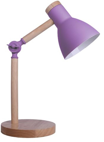 BEL AIR HOME - Lampada da scrivania TEACHER - metallo e legno - 1xE-27- design moderno ed elegante - ideale per ufficio e studio -VIOLA (Lampadina Non Inclusa)