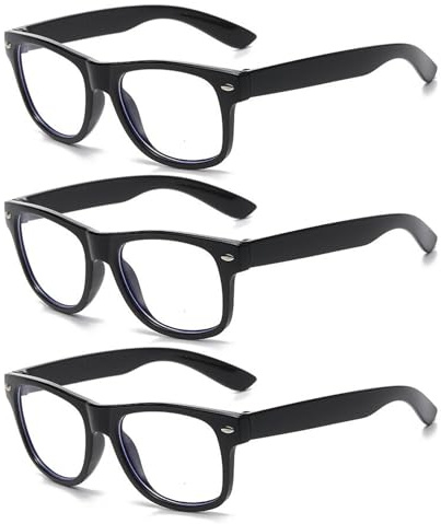 JTMKYO 3 Pieces of Black Glasses, Children's Glasses, Nerd Glasses, Classic and Durable, Retro Nostalgic Style Glasses,Suitable for School and Daily Wear