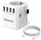 Reiseadapter Schuko 3-Pin Universal 4 x USB A, 1 x USB C 30W und 1 x AC, Internationaler Steckdosenadapter, Universaladapter Deutschland auf USA England, Australien, China + 1m C-C Nylon Ladekabel