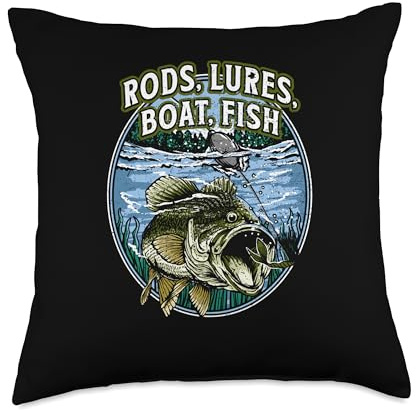 Rods Lures Boat Fish Hobby Lakes Activities Lagoon Fishing Throw Pillow