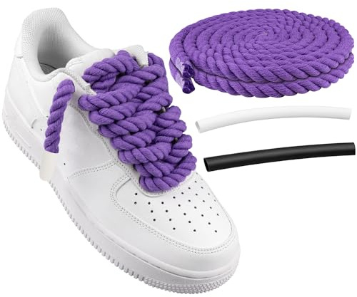 Endoto Lacci Corda per Air Force 1 Scarpe, Stringhe Laccio Spessi Grossi Grandi, Big rope laces kit per AF1 (Viola, 12.7MM)