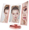 WEILY Specchio Trucco con Luci, specchio Ingranditore con 1X/2X/3X, Specchio Led Trucco Tri-Fold con Touch Screen, Specchio da Tavolo Supporto USB e Batteria (Oro Rosa)